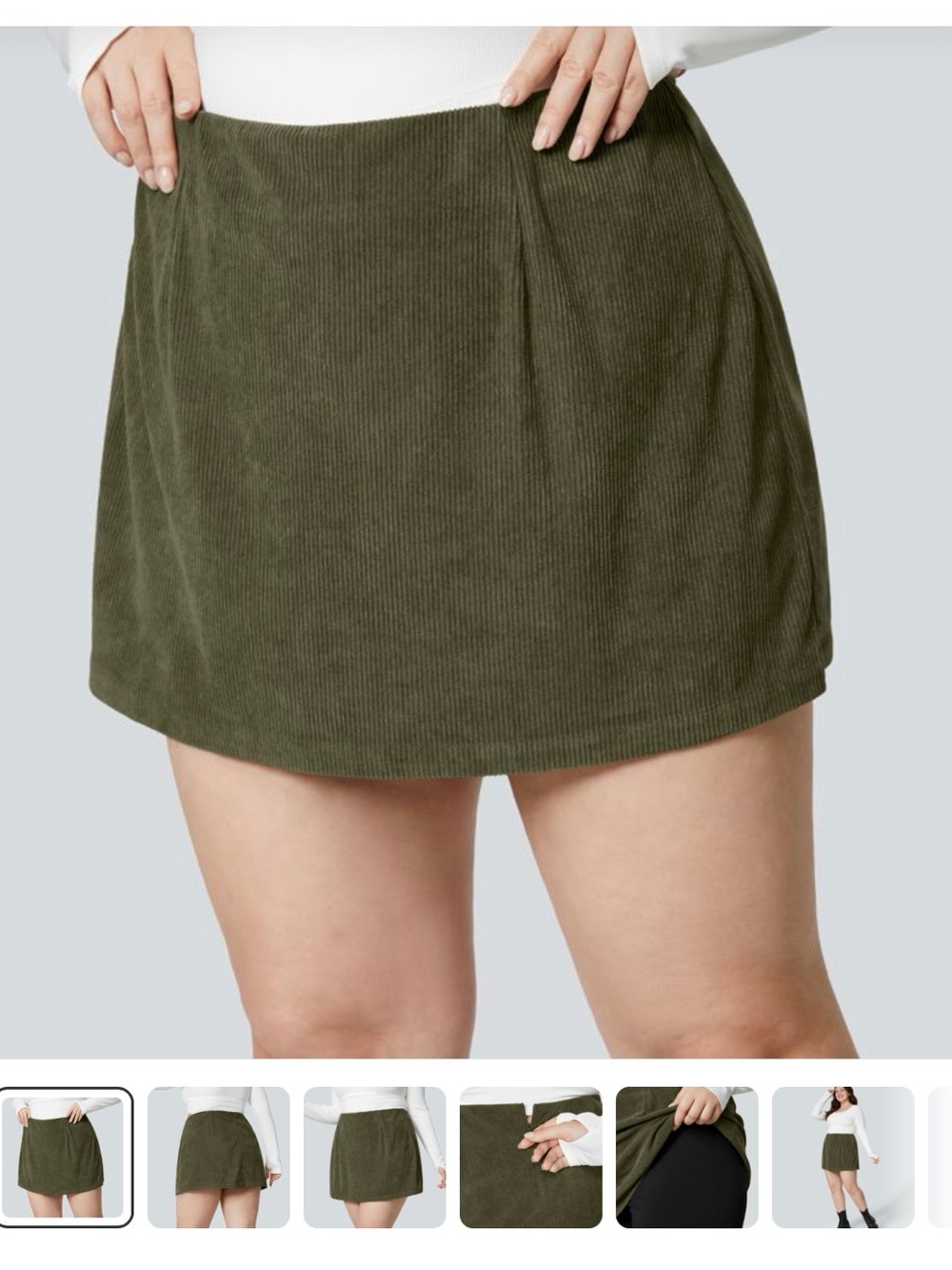 Halara Olive Green Corduroy Mini Skirt